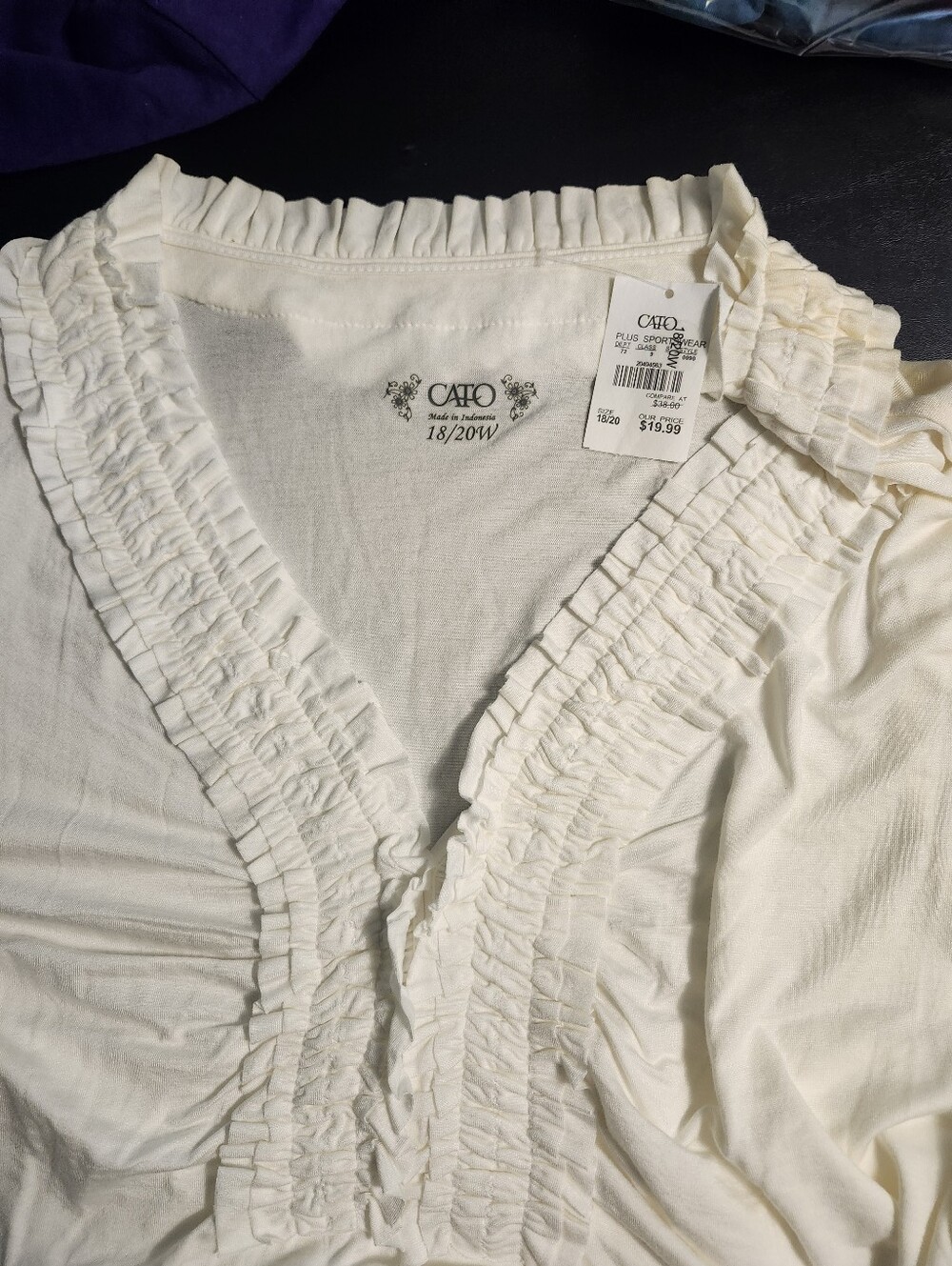 Cato Plus Size Cream Ruffled V-Neck Blouse NEW